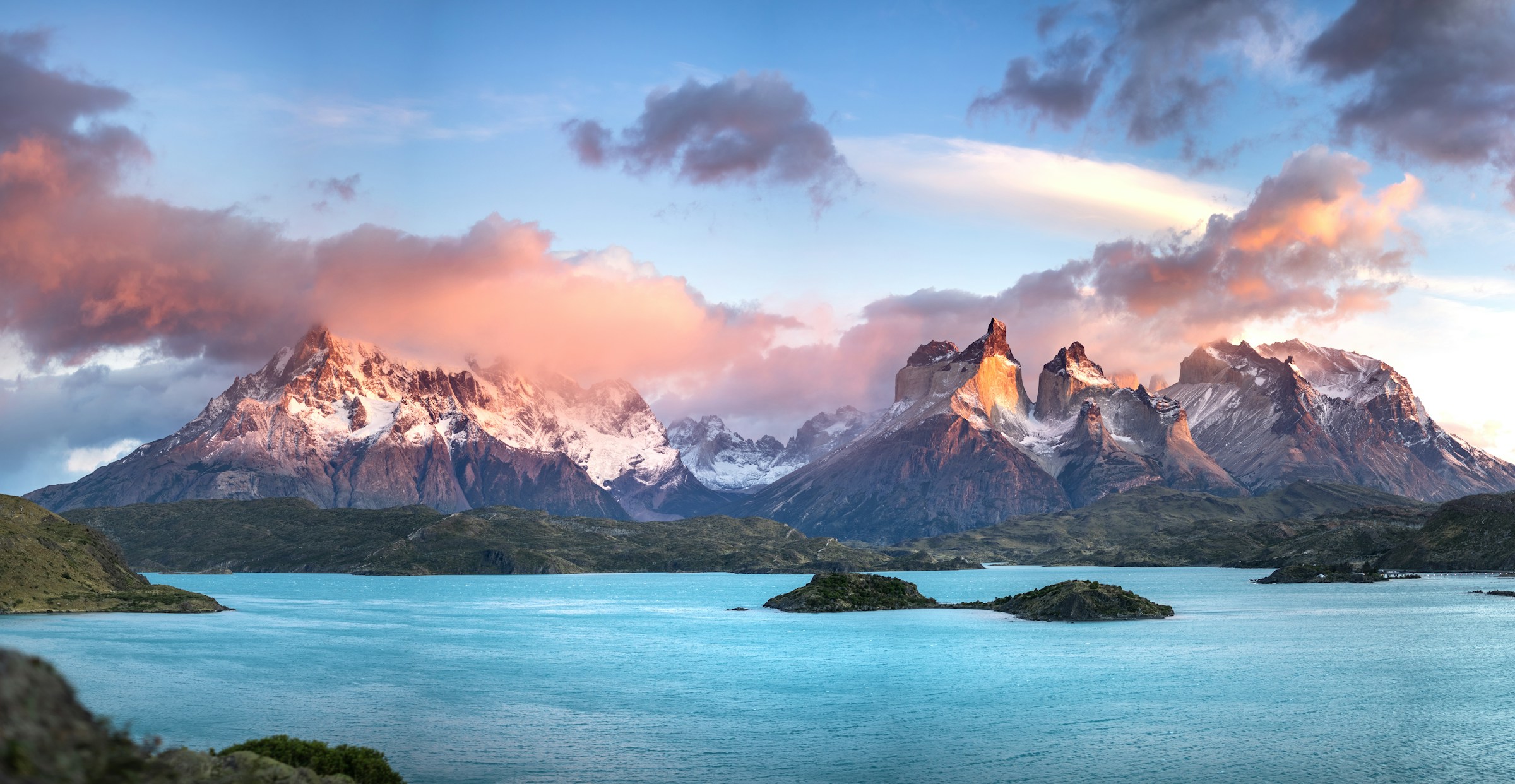 Torres del Paine and a turquoise Patagonian lake